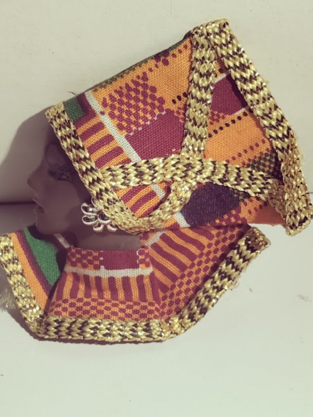 Handmade African Woman Fabric Brooch Pin